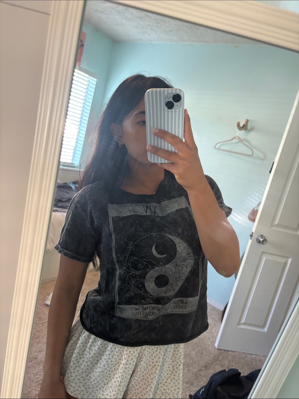 Fifth Sun Black Washed Yin Yang Crop Tee